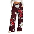 thumbnail image 1 of Pantalons pour Femmes, Pantalons Larges à Rayures Imprimées à Cordon de Serrage pour Femmes, 1 of 4