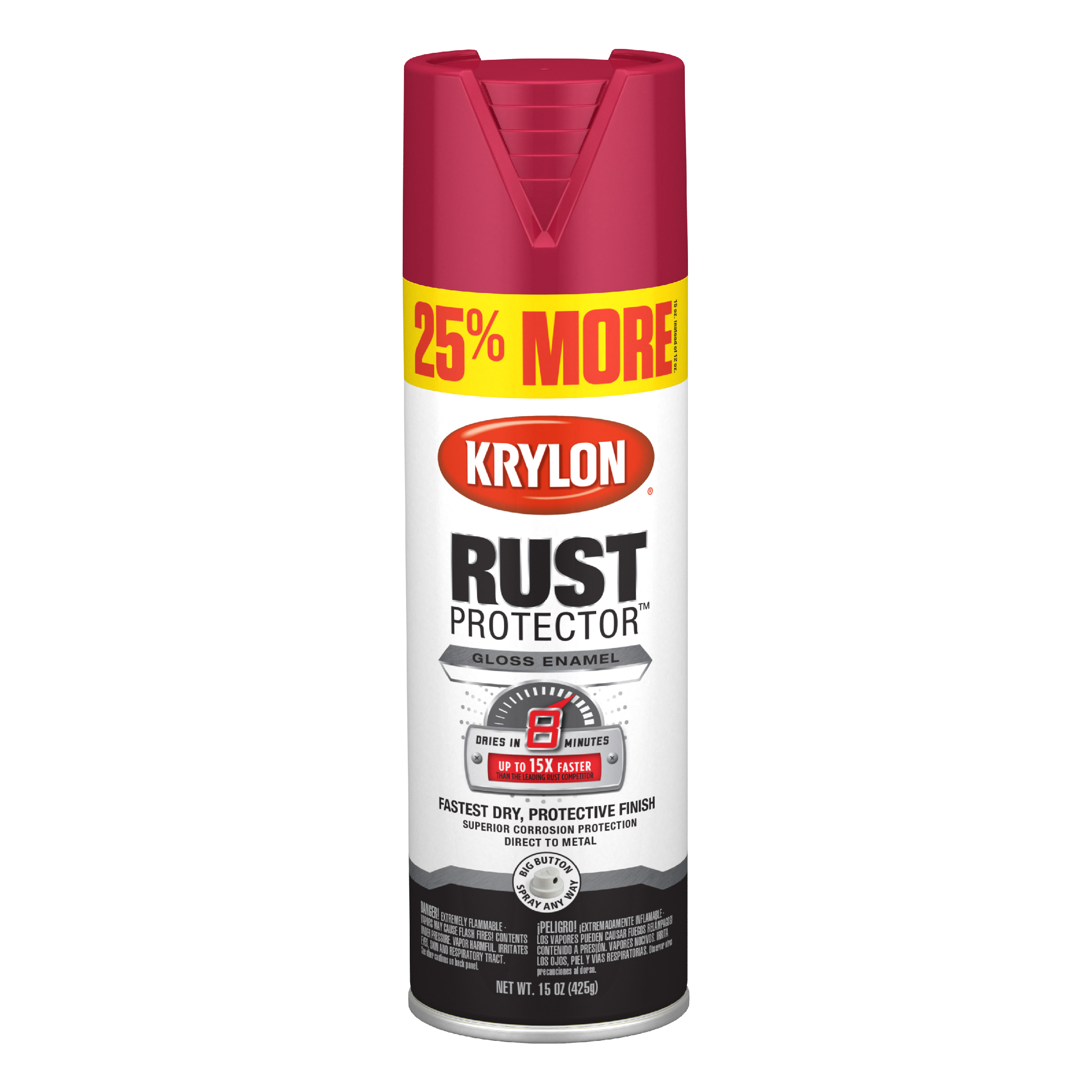 Krylon Rust Protector Enamel Spray Paint, Gloss, Red 15 oz.