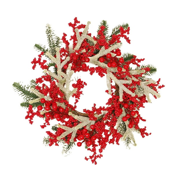 Moyic Guirnalda navideña de piña artificial, guirnaldas decorativas de flocado, conos de pino, colgante de aro de bienvenida, decoración para el Kits de decoración para fiestas Moyic HA069493-00