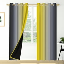 Nanqianyi Yellow and Grey Black Ombre Blackout Curtains 96 inches Length, Room Darkening Gradient Drapes for Bedroom/Living Room, 42W X 96L, 2 Panels
