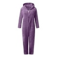 thumbnail image 4 of Mercatoo Kids Girl's Fuzzy Onesi𝐞 Fleece Warm Zipper Hooded Jumpsuit Sherp𝐚 Rompe𝐫 One Piece Animal Outfit Soft Plush Snowsuit Winter, 4 of 5
