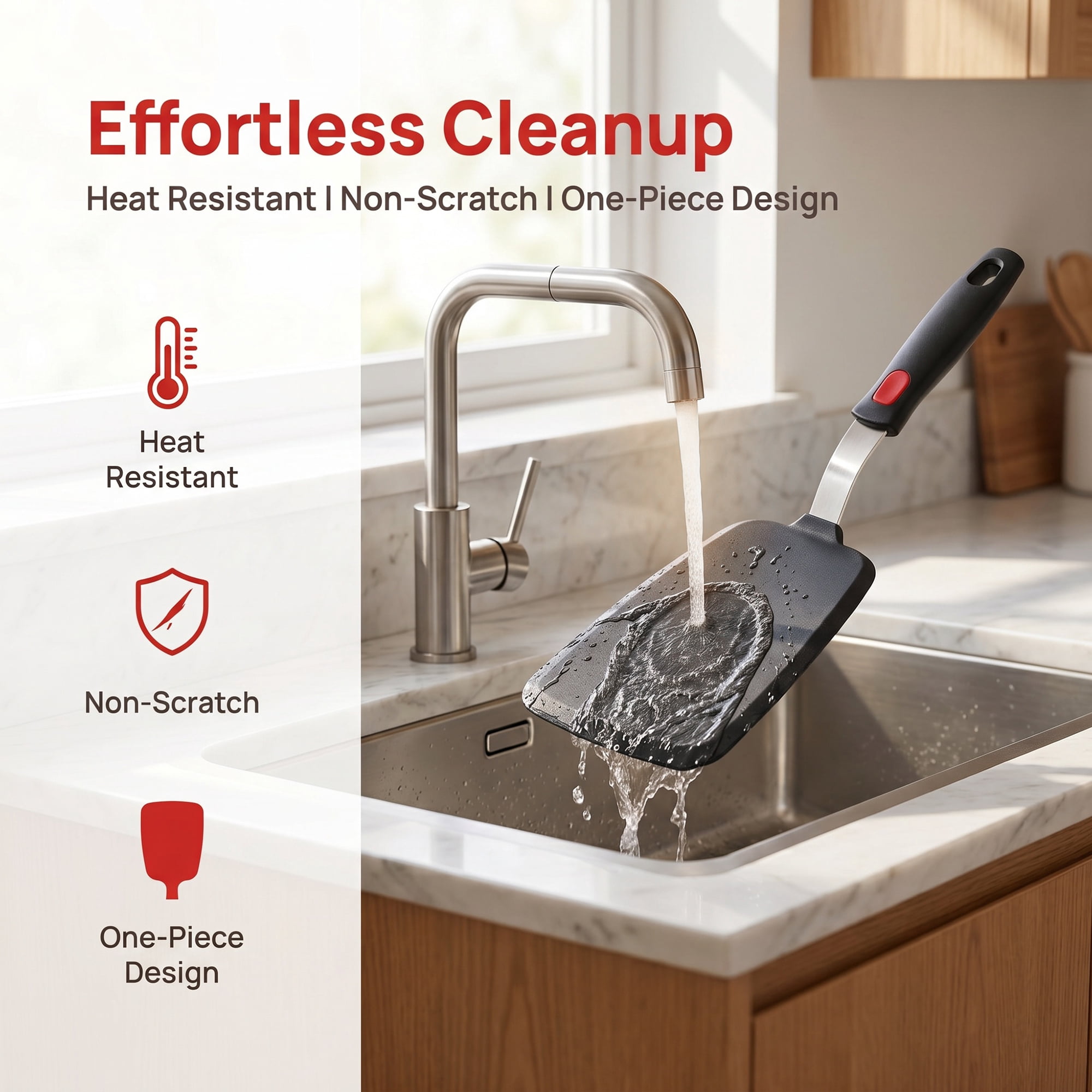Unique Bargains Durable Heat-Resistant Dishwasher Safe Spatula Utensil Black 12.6" x 4.1"