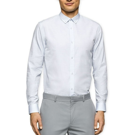 Calvin Klein Mens Cool Tech Dobby Button Up Shirt, White, XX-Large
