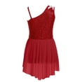 thumbnail image 3 of iiniim Kids Girls Shiny Sleeveless Ice Skating Dress Gymnastic Leotard Performance Ballet Dancewear Burgundy 10, 3 of 7