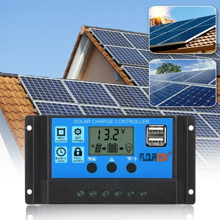 - FLOUREON 30A Solar Charge Controller, Solar Panel Battery Intelligent Regulator