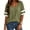 Army green, variant on Stripe Sleeved Women Summer Casual V-neck T-shirt Loose Simple Tops