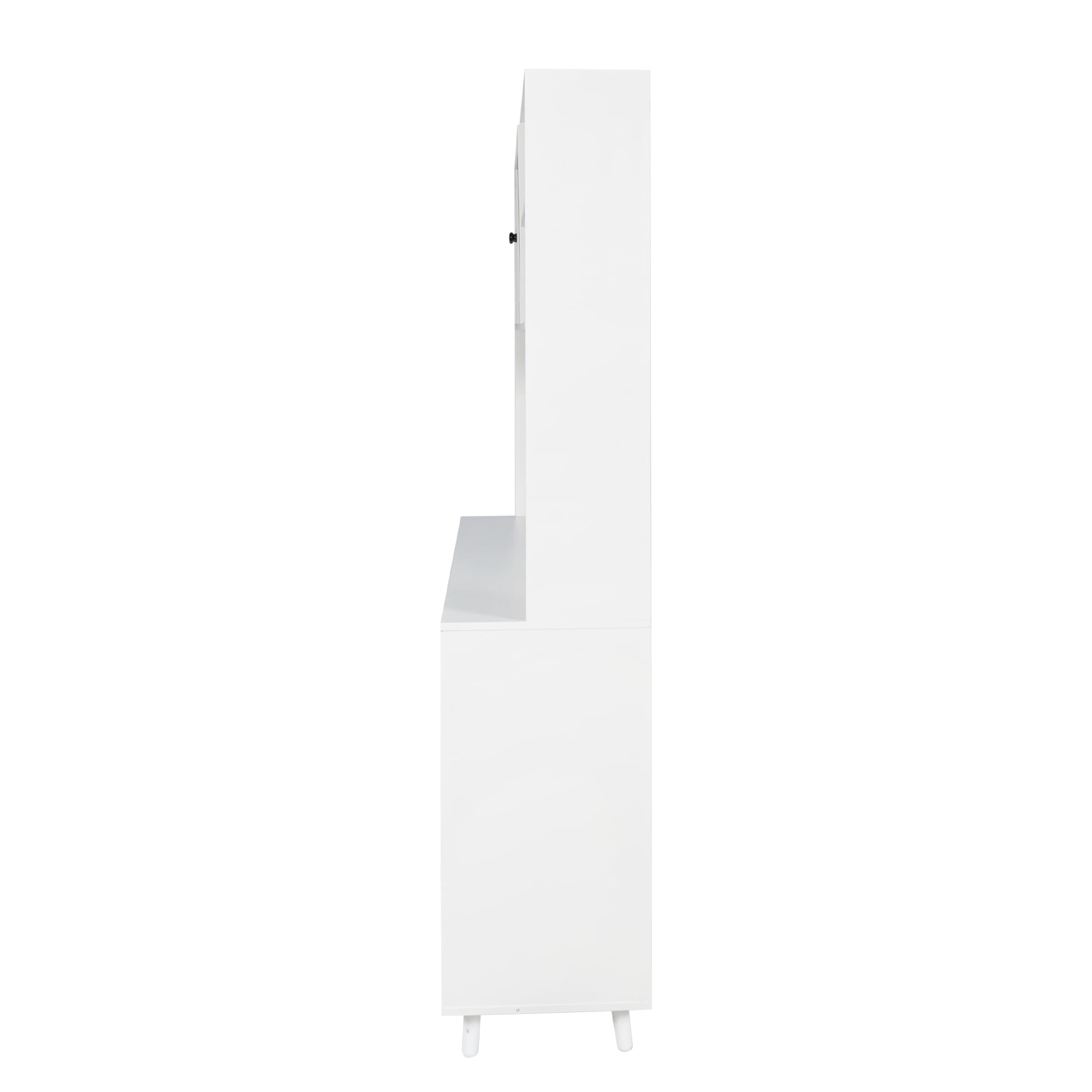 Mintazer 63" W Large Kitchen Hutch Cabinet with 4 Doors & 4 Drawers, Freestanding Pantry Storage with Microwave Shelf for Kitchen Dining Room, White