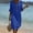 Blue women 3/4 sleeve midi dress a1, variant on Women's V Neck 3/4 Sleeve Button Down Flowy Midi Dresses Casual Beach Summer Sundresses with Pockets, Yellow S
