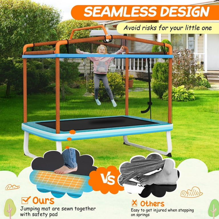 Erklæring partikel Afskedige Gymax 3-in-1 6FT Rectangle Kids Trampoline w/ Swing Horizontal Bar & Safety  Net Outdoor Orange - Walmart.com