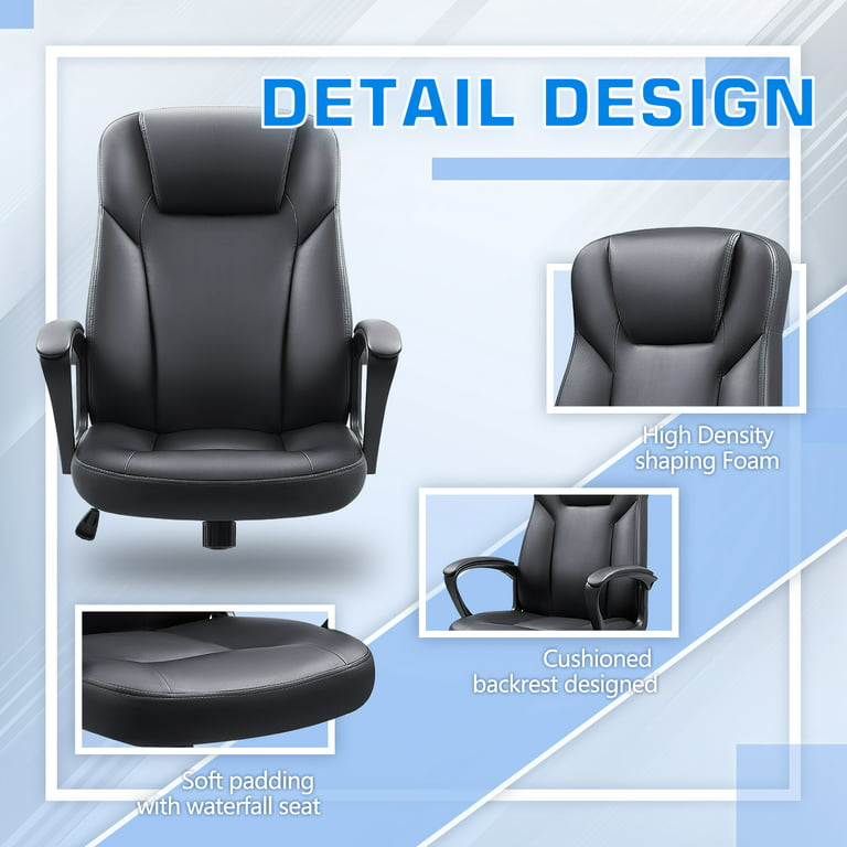 High Back Black Leather Executive Office Chair with Memory Foam Padding ,  #FF-0158-14