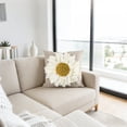 thumbnail image 3 of JWH 3D White Daisy Pillow Case Linen Blend Base Hand-Stitched Flower Center Decorative Cushion Cover for Living Room Bed 18"x18", 3 of 9