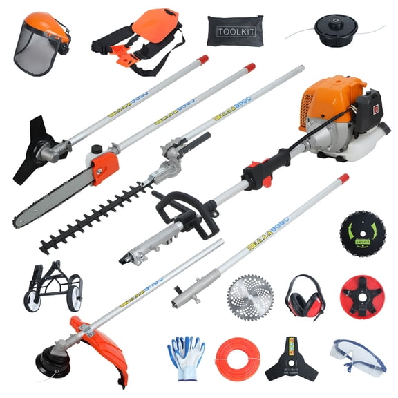 Anqbci 2-Cycle 52CC Straight Shaft Gas String Trimmer Weed Wacker And Brush Cutter For Lawns And Grass C7
