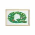 thumbnail image 1 of Christmas Alphabet Wall Art with Frame, Q Letter with Holiday Motif Print on Plain Backdrop, Printed Fabric Poster for Bathroom Living Room, 35" x 23", White Green Vermilion, by Ambesonne, 1 of 2