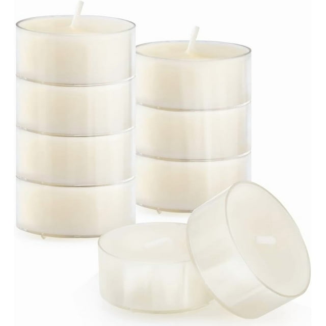 9PCS Pure White Beeswax Tealight Candles, Natural Scent, Clear Cup