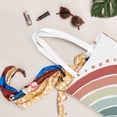 thumbnail image 5 of YFYANG Reusable Cotton Canvas Tote Shopping Bag, Retro Rainbow Pattern Washable Portable Grocery Bag for Daily Travel, 5 of 8