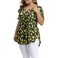 Plus Size Tops for Women Short Sleeve Buttons Up Blouses Flowy Floral