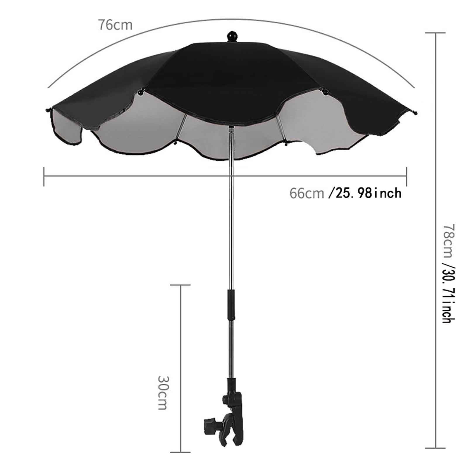 Tuphregyow Universal Baby Pram Umbrella Shade Umbrella Sunshade For Stroller,Pushchair Black