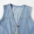 thumbnail image 3 of Defitshape Women's Denim Vest V Neck Tank Top Soft Top Western Sleeveless Vintage Fashion Button Summer Pocket Jean Jacket Light Blue Large, 3 of 4