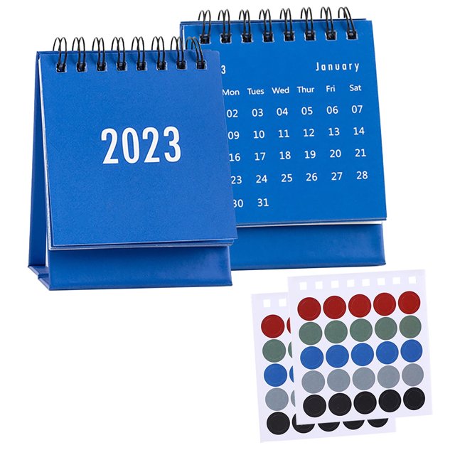 Mini calendario de escritorio, calendario pequeño 2024-2025 (agosto de 2023 a diciembre de 2024), con tapa abatible y pegatinas para decorar el hogar, la oficina y la escuela.