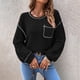 thumbnail image 2 of Gibobby Suéteres de invierno Suéter de punto sin capucha de color sólido con parte superior suelta de otoño e invierno para mujer (Negro, XL), 2 of 5