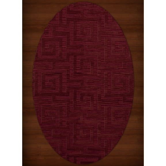 Dalyn Dover Area Rug DV13 Dv13 Rich Red Squares Maze 12' x 18' Oval