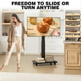 thumbnail image 5 of TVON Rolling TV Stand for 32 to 65 70 Inch TVs, Elegant Floor TV Stand with Wheels, Mobile TV Cart with 9 Levels of Height Adjustment (Black, Wooden Base), 5 of 8