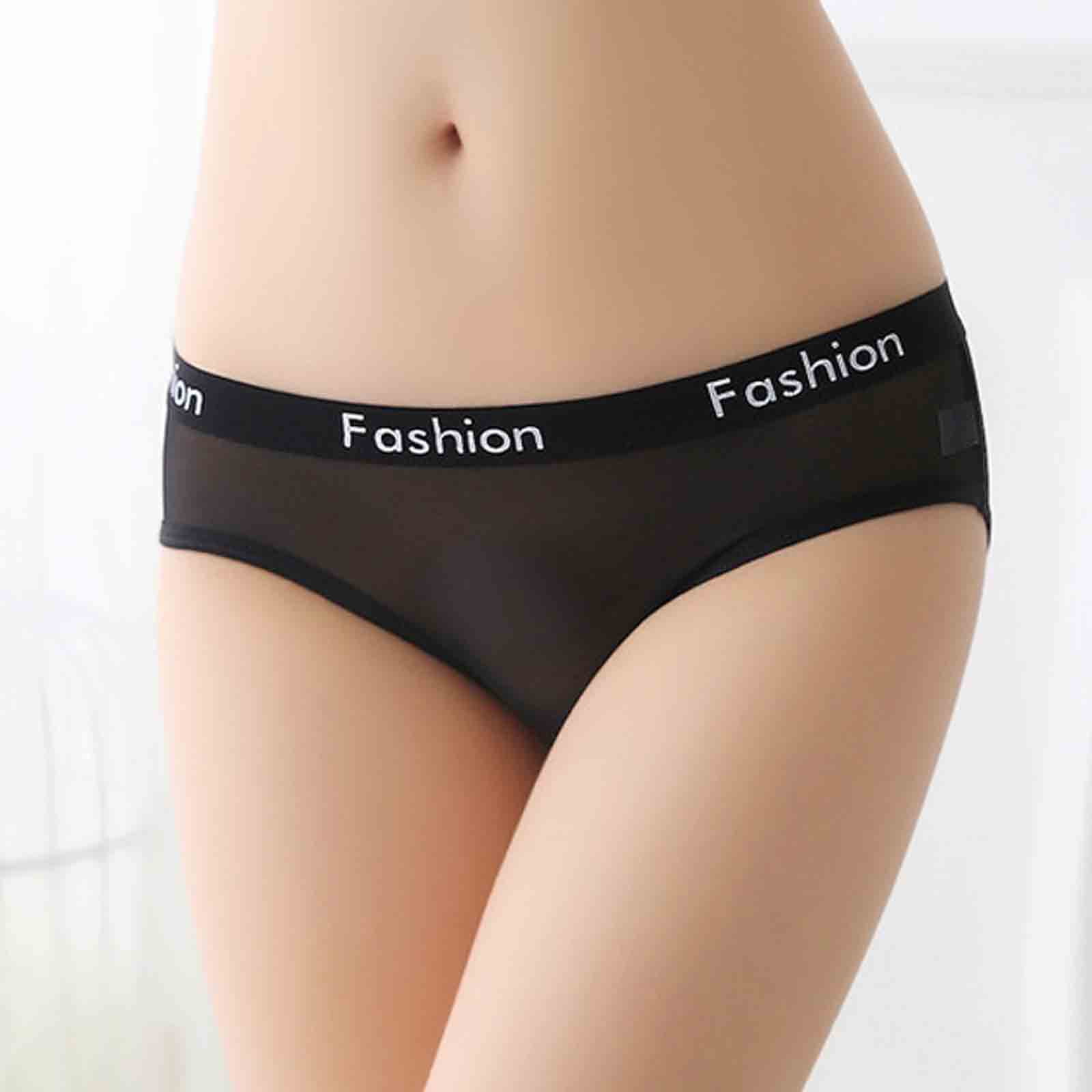 Pimfylm Cotton Thongs For Women Women's Flattering Lace Cotton Stretch  Panties Beige Medium 