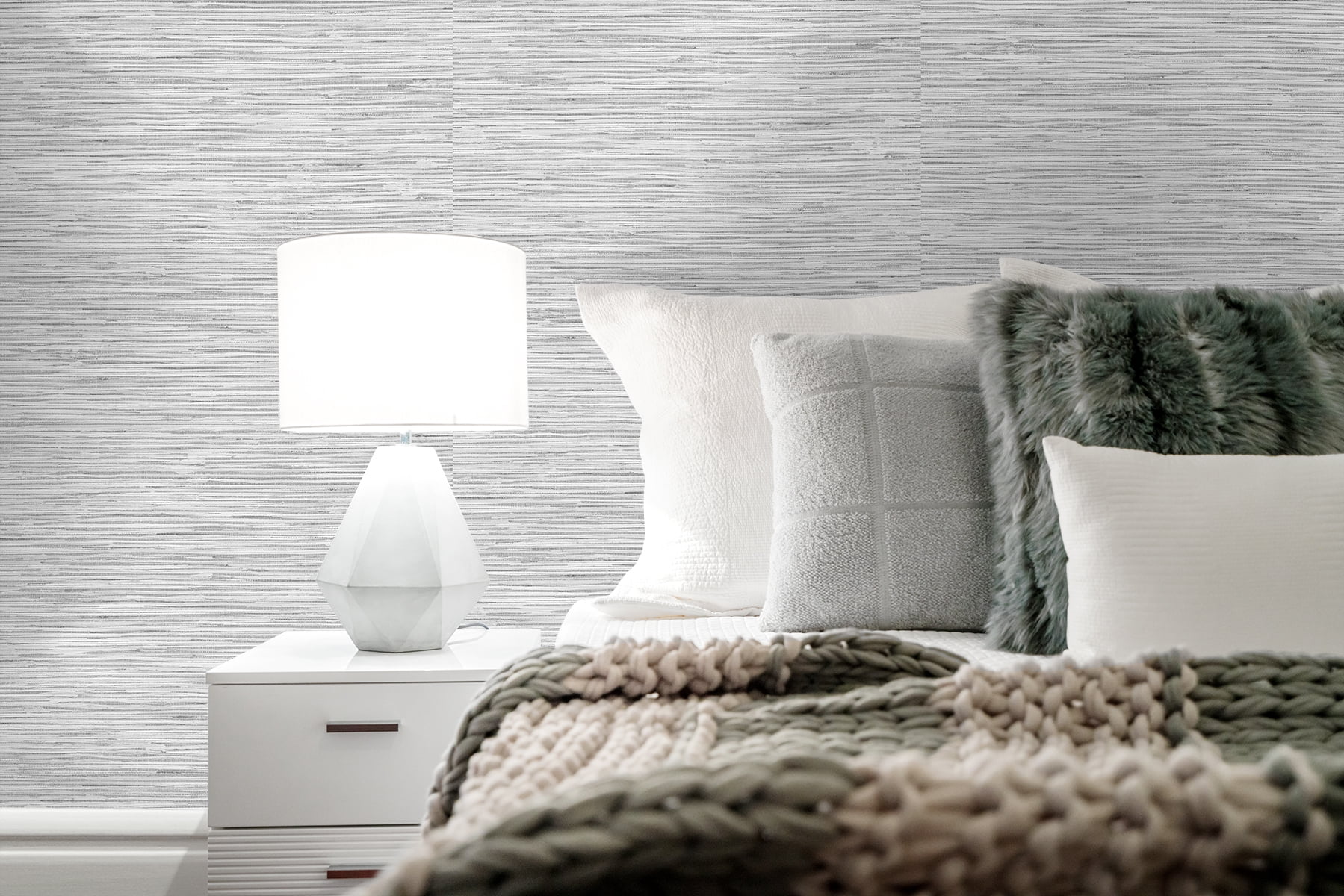 Stacy Garcia Home Moonstone Grey Grasscloth Peel and Stick Wallpaper