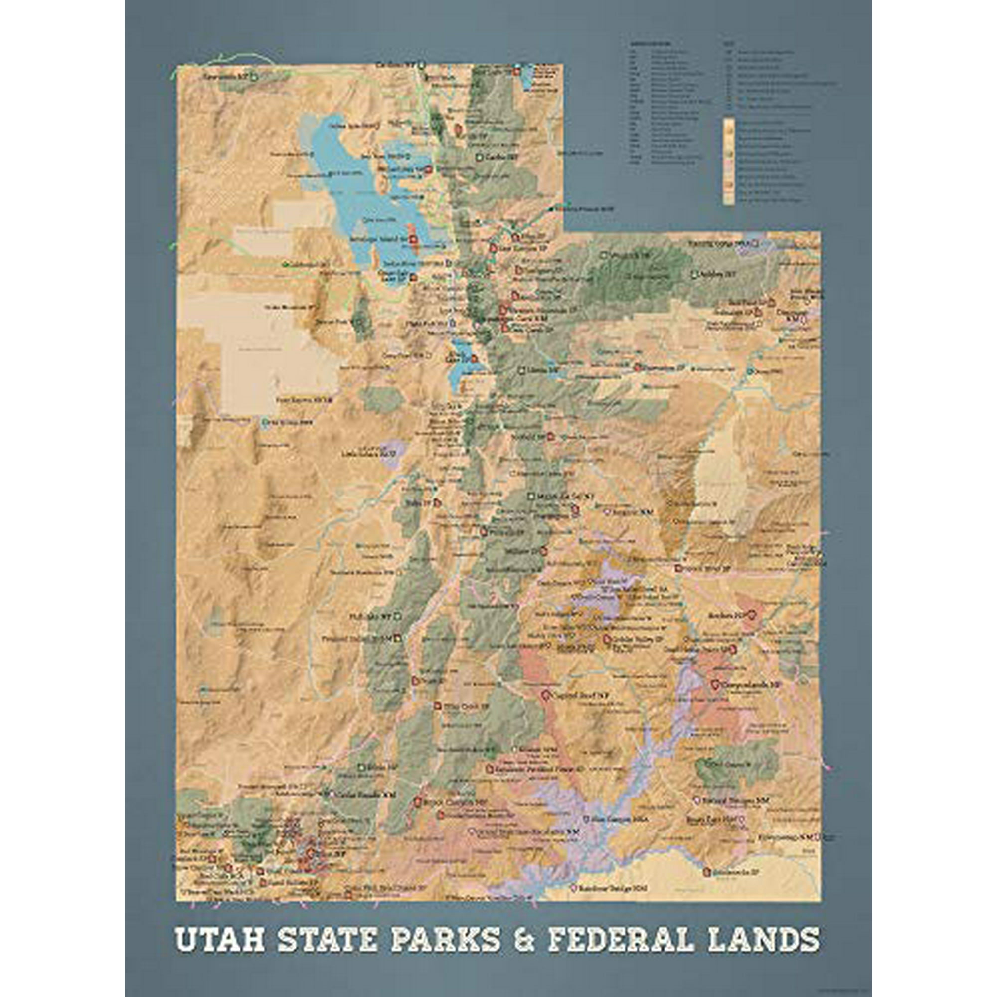 Utah State Parks Map Best Maps Ever Utah State Parks & Federal Lands Map 18X24 Poster (Camel &  Slate Blue) | Walmart Canada