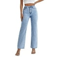 thumbnail image 3 of Women's High Waist Straight Leg Jeans, Relaxed Fit Baggy Denim Pants, Stretchy Casual Jeans for Everyday Wear, Comfortable Mom Jeans and Versatile Styling Light Blue L, 3 of 8