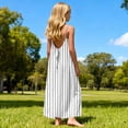thumbnail image 4 of CIAKGIAF Big Girls Dresses Summer Halter Striped Loose Cute Comfortable Dresses Gray for 7 Years, 4 of 9