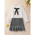 thumbnail image 2 of Bagilaanoe 2Pcs Little Girls Fall Clothes Skirt Set Toddler Long Sleeve Shirts Tops + Plaid Skirt 3T 4T 5T 6T 7T 8T Kids  Autumn Outfits, 2 of 9