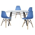 thumbnail image 1 of Comedor Cristal Rectangular con Patas Nogal para 4 Personas Sillas Oslo Azul, 1 of 7