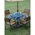 thumbnail image 4 of Outdoor Tablecloth with Umbrella Hole for Patio/Picnic/Party/Camping, Ocean Blue Octopus Waterproof Table Cloth Square Cover Washable, Nautical Castle Coastal Lighthouse (54"x 54"), 4 of 8