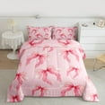 thumbnail image 3 of Homewish Cartoon Bowtie Bowknot Queen Comforter Set,Cute Ribbon Bow Bedding Sets,Princess Pink Bedding Comforter Set For Girl Teens,Luxury Bedroom Decor Reversible,3 Pieces, 3 of 9