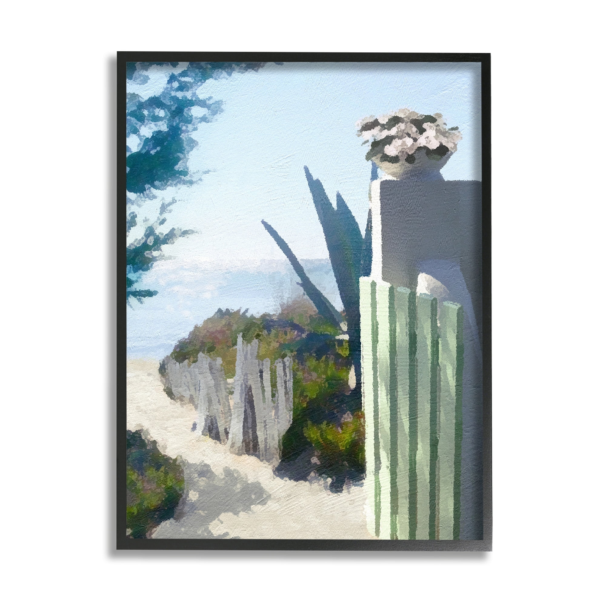 Stupell Industries Beach Shore Boardwalk Summer Ocean Sandy Breeze Painting White Framed Art Print Wall Art, Design by Noah Bay