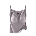 thumbnail image 3 of Tank Tops for Women Built in Bra Backless Basic Double Lined Summer Spaghetti Strap Sleeveless Cami Workout Shirts with Molded Cups and Adjustable Straps Gray XXL, 3 of 8