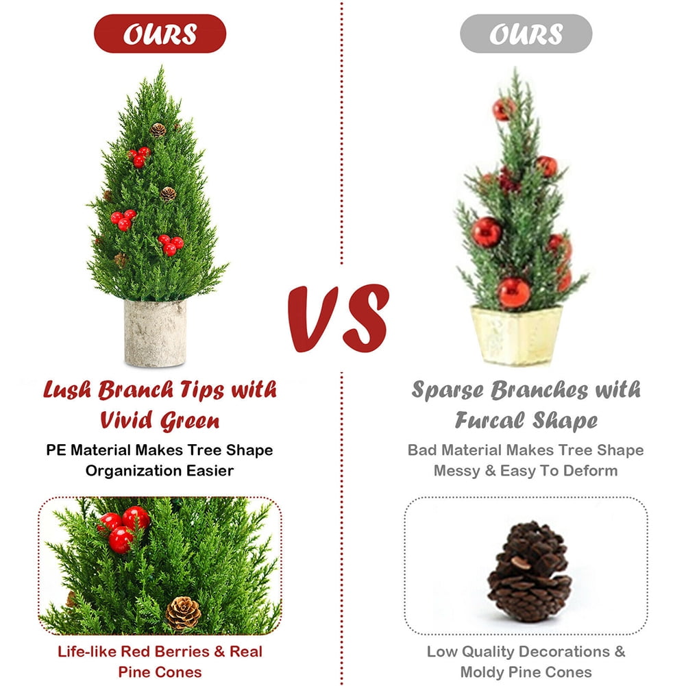 Kepooman 18.5" Tabletop Artificial Mini Christmas Tree | Includes 170 PE Branches & Pulp Stand
