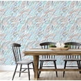 thumbnail image 4 of S4Sassy Multi-Color Palm Leaf Wallpaper- Blue Tropical Wall Covering,25"x360" Self-Adhesive Textured Vinyl Wallpaper, Wall Wrap, Easy DIY Decor For Bedroom, Living Room, Living Space, 4 of 8