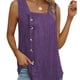 thumbnail image 5 of Camiseta sin mangas para mujer, cuello cuadrado, holgada, plisada con botón para verano para salir, 5 of 6