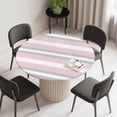 thumbnail image 2 of Pink Grey Stripe Round Fitted Tablecloth with Elastic Edge, Waterproof Table Cloth Table Cover for 45"-54" Tables, Farmhouse Modern Art Striped Tablecloths for Dining Picnic Indoor Outdoor, 2 of 9