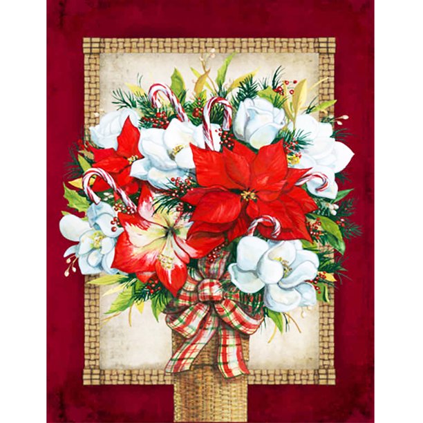Diamond Drill Christmas Poinsettia Bouquet 5D DIY Painting Full Round (A6069) Hugtrwg Para estrenar