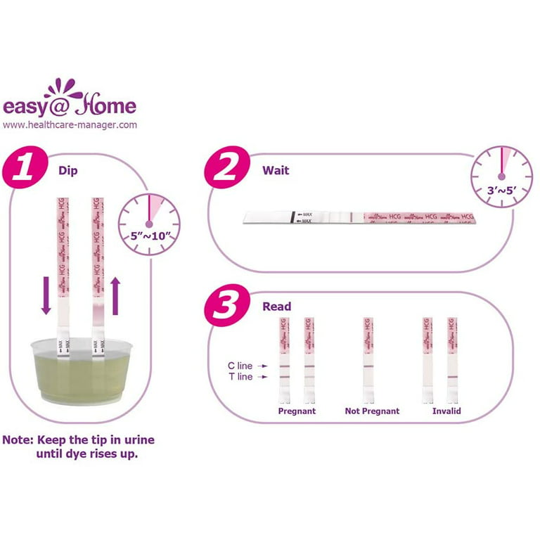 Easy@Home Pregnancy Test Strips Kit: 10-Pack HCG Test Strips