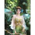 thumbnail image 4 of Disfraz de hada elfa princesa sirena para Halloween y Navidad, vestido de alas azules para mujer, prenda de espectáculo de Anime para escenario, 4 of 5
