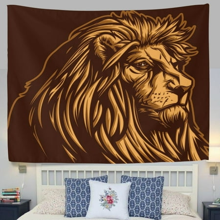 - POPCreation African Continent Art Wildlife Lion Brown Fabric Tapestry Throw Dorm bedroom Art Home Decor Tapestry Wall Hanging 40x60 inches