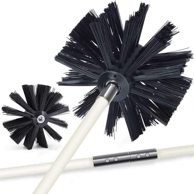 12 Feet Dryer Vent/Duct Brush Cleaning Kit Chimney Cleaning Kit Lint  Remover Working with or Without Drill Includes 1 Nylon Brush Heads, 6 Rods  