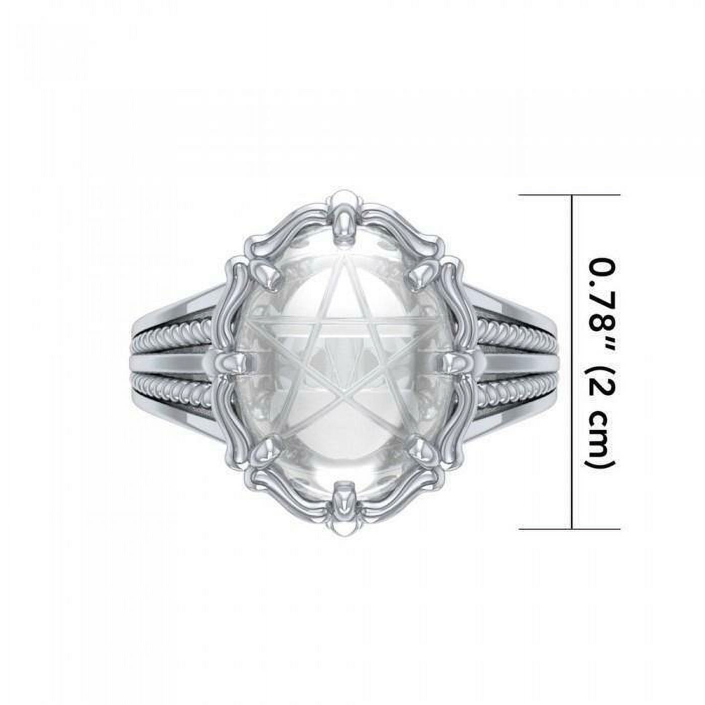 Quartz Crystal Gemstone Pentacle .925 Sterling Silver Ring