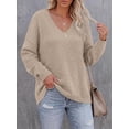 thumbnail image 3 of BTFBM Women's Loose Knitted Casual Sweaters | V Neck,Long Sleeve Sweater,Slouchy Pullover Tops,Fall Winter Clothes, 3 of 9