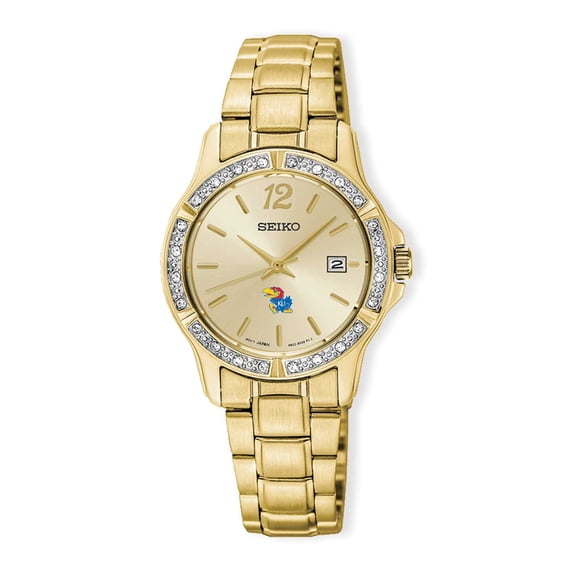 Kansas Jayhawks Women's Prime Crystal Watch - Gold