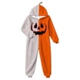 thumbnail image 4 of CUZIBR Teens Halloween Onesie Pajamas Boys Girls Hooded Plush Pumpkin Pajama Patchwork Zip Up Long Sleeve Jumpsuit Loungewear Funny Sleepwear,Khaki,15-16 Years, 4 of 4